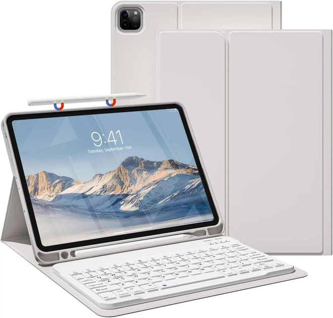 Чехол-клавиатура JKSML Серый для iPad Pro 11" (1 2 3 4 поколения) раскладка QWERTZ Bluetooth со съемной клавиатурой и держателем для стилуса - Фото 1 Чехол-клавиатура JKSML Серый для iPad Pro 11" (1 2 3 4 поколения) раскладка QWERTZ Bluetooth со съемной клавиатурой и держателем для стилуса - изображение 1