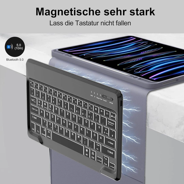 Чехол-клавиатура Occtingkind для iPad Pro 12.9" (2018-2022) Лавандовый С тачпадом раскладка QWERTZ (немецкая) - Фото 5 Чехол-клавиатура Occtingkind для iPad Pro 12.9" (2018-2022) Лавандовый С тачпадом раскладка QWERTZ (немецкая) - изображение 5