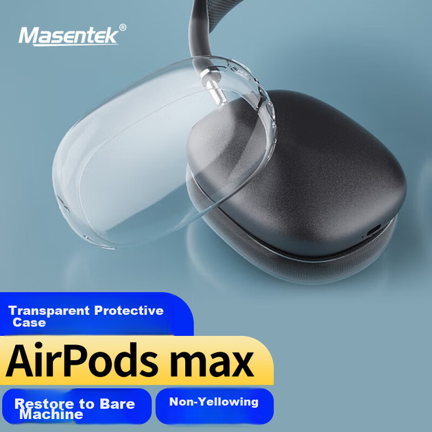 Защитный чехол Masentek для беспроводных наушников Apple AirPods Max, совместимый с ними, из мягкого ТПУ, устойчивый к царапинам, падениям и износу, прозрачный. - изображение 4