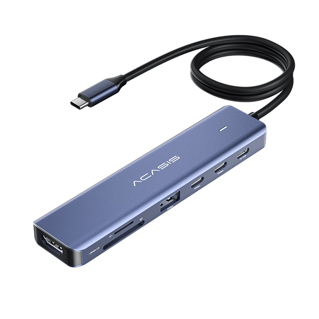 Разветвитель Acasis Type-C3.2, док-станция расширения для настольных компьютеров, зеркальное отображение экрана 4K60 Гц, гигабитный порт Ethernet, передача данных 10 Гбит/с, устройство чтения карт PD, Thunderbolt 4, для ноутбуков, 1 метр, DS-9901 - изображение 4