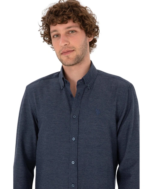 Рубашка мужская приталенная U.S. Polo Assn. 2348254DBLUE XL темно-синяя (8683859553143) - Фото 2 Рубашка мужская приталенная U.S. Polo Assn. 2348254DBLUE XL темно-синяя (8683859553143) - изображение 2