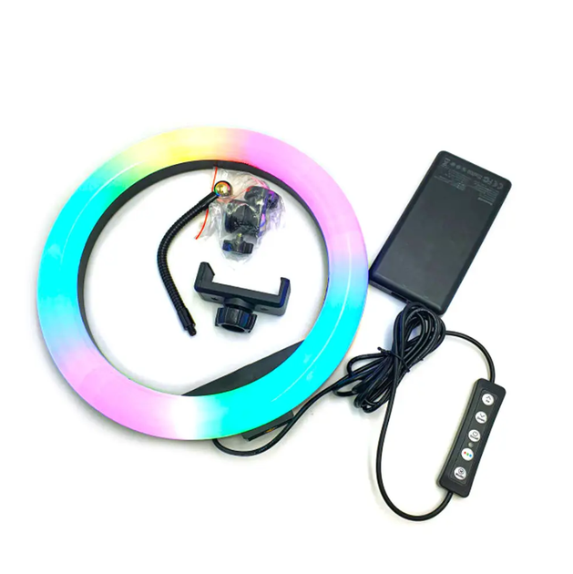 Кольцевая светодиодная цветная лампа RGB LED MJ26 26 см Лампа для блогеров - изображение 10