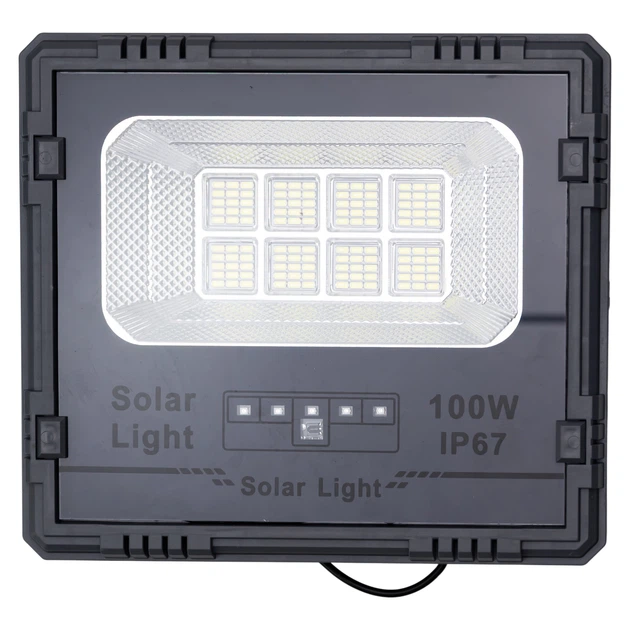 Прожектор на солнечной батарее 100 Вт 120 LED SMD с выносной панелью IP67 автономное уличное освещение двора гаража и крыльца с пультом регулировкой яркости сменой режимов и таймером Чёрный - изображение 5