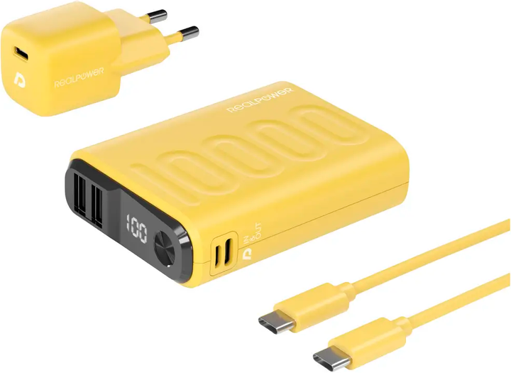 Powerbank RealPower PB-10000PD 10000 mAh Yellow (4040895009203) - obraz 2
