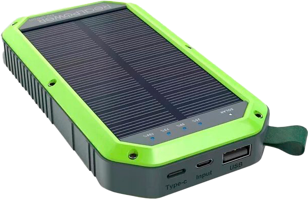Powerbank RealPower PB-10000 Solar 10000 mAh Black (4040895010322) - obraz 2