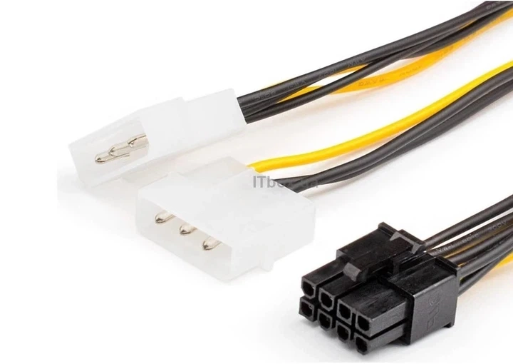 PCIe 2x Molex - PCI-E 8 Pin Кабель-подовжувач / перехідник живлення 2x Molex - PCI-E 8 Pin для відеокарти - Фото 3 PCIe 2x Molex - PCI-E 8 Pin Кабель-подовжувач / перехідник живлення 2x Molex - PCI-E 8 Pin для відеокарти - зображення 3
