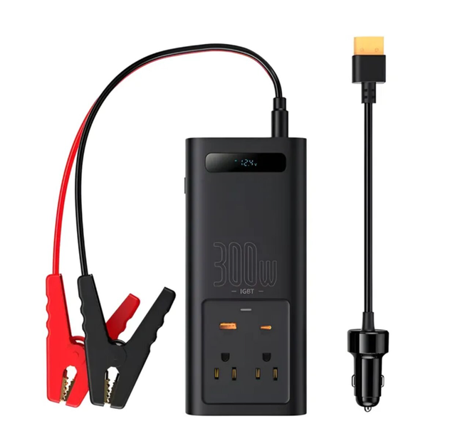 Автомобільний інвертор Baseus IGBT Power Inverter 300 Вт 12 В → 110 В з цифровим дисплеєм та 4 портами для заряджання (5CD429056267) - Фото 5 Автомобільний інвертор Baseus IGBT Power Inverter 300 Вт 12 В → 110 В з цифровим дисплеєм та 4 портами для заряджання (5CD429056267) - зображення 5