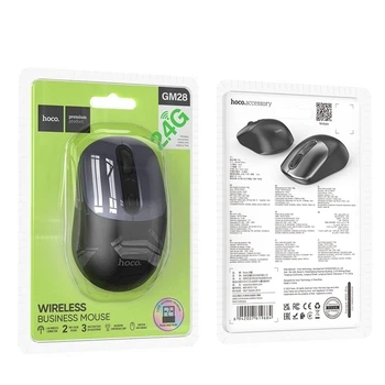 Беспроводная оптическая USB мышка Wireless Hoco GM28 радиус действия до 10 метров на частоте 2.4GHz от 800 до 1600 DPI Black - Фото 5 Беспроводная оптическая USB мышка Wireless Hoco GM28 радиус действия до 10 метров на частоте 2.4GHz от 800 до 1600 DPI Black - изображение 5