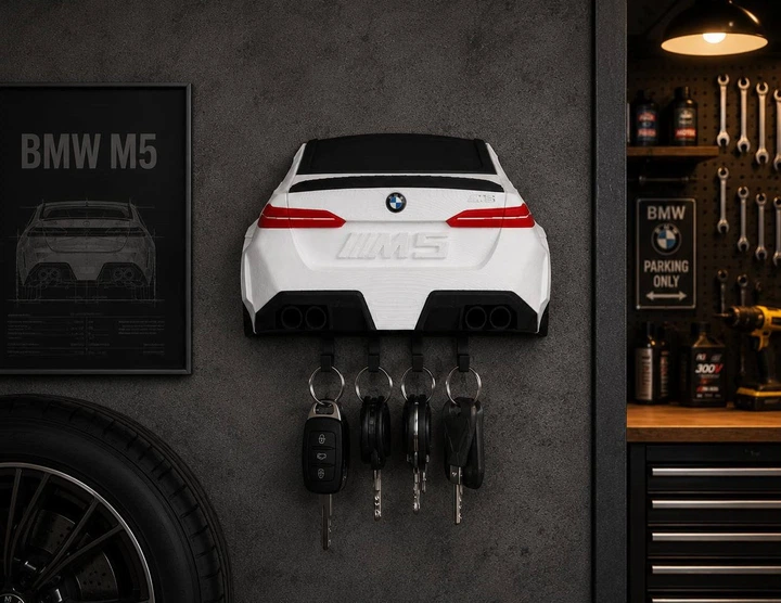 Вішалка для ключів BMW M5 G90 — настінний тримач для ключів у стилі автомобіля, автодекор - зображення 3