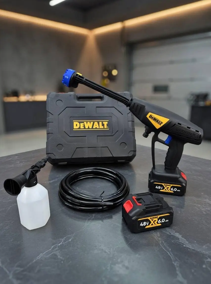 Мойка высокого давления DeWalt DCPW1012B 48 В аккумуляторная 26 бар ручная 6 А·ч минимойка 230 л ч портативный очиститель со шлангом 5 м пеногенератором для автомобиля брусчатки двора мебели дома 2 батареи - изображение 6