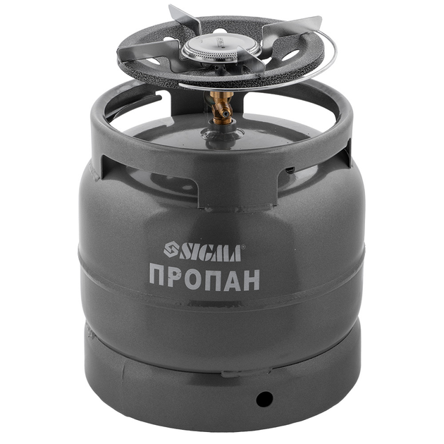 Газовый баллон туристический SIGMA на 15 литров с горелкой 2.2 кВт походный кемпинговый комплект для туризма рыбалки путешествий прочный стальной с латунным вентилем для приготовления пищи нагревания воды - изображение 5