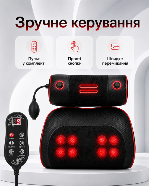 Массажер ТQ-44 для спины шеи массажная подушка для тела головы роликовая инфракрасная массаж шиацу shiatsu и подогревом массажеры подушки для дома - изображение 5