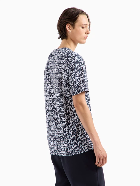 Футболка хлопковая длинная мужская Armani Exchange 275709817 L Синий/Белый (1161947657) - Фото 2 Футболка хлопковая длинная мужская Armani Exchange 275709817 L Синий/Белый (1161947657) - изображение 2