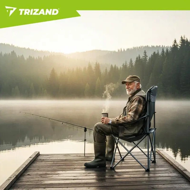 Крісло рибальське складане Trizand 27519 до 120 кг з підлокітниками, підсклянником і чохлом Oxford 600D - изображение 5