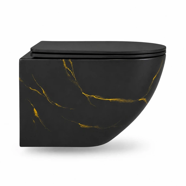 Подвесной унитаз VBI VULCANO BLACK MARBLE MATT TORNADO - изображение 4