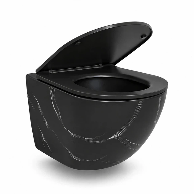 Подвесной безободковый унитаз VBI Vulcano Tornado black stone matt VBI-020423 - изображение 2