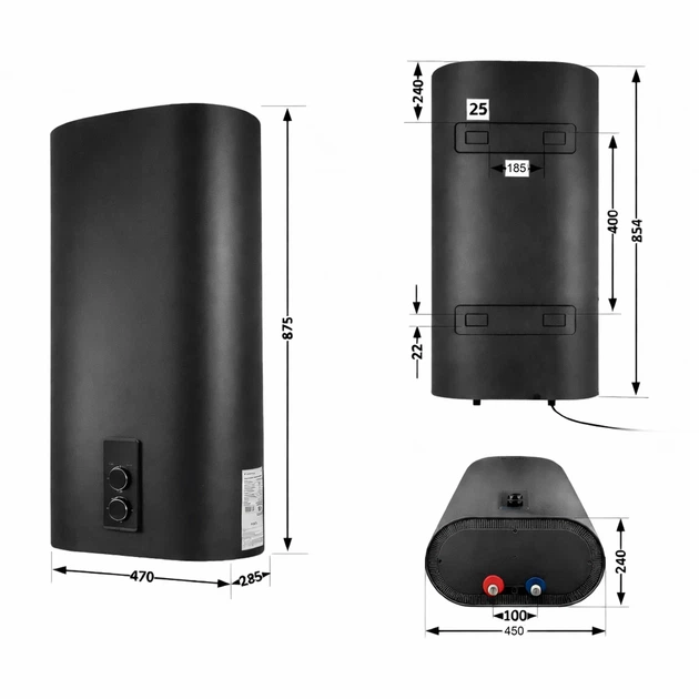 Водонагреватель электрический Thermo Alliance 50 л Black, плоский вертикальный, мокрый ТЭН 2 кВт (0,8+1,2) DT50V20G(PD)/2В - изображение 2