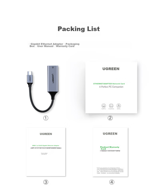 Сетевой адаптер Ugreen 60550 / USB Type-C / Gigabit Ethernet / Gold - изображение 10