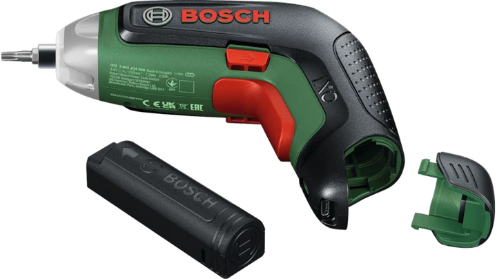 Wkrętarka akumulatorowa Bosch IXO 8 4 V 6.5 Nm 2 Ah z przystawką kątową i mimośrodową (06039G4001) - Zdjęcie 3 Wkrętarka akumulatorowa Bosch IXO 8 4 V 6.5 Nm 2 Ah z przystawką kątową i mimośrodową (06039G4001) - obraz 3