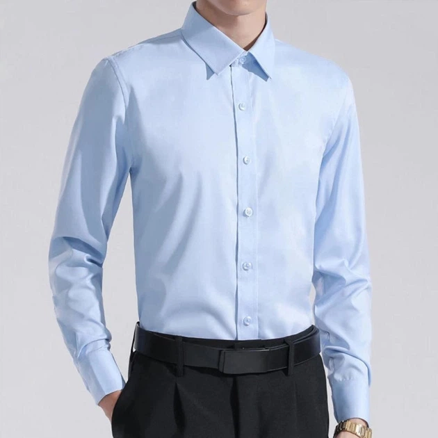 Класична чоловіча сорочка з довгим рукавом SlimFit, блакитна, розмір XL/2XL - зображення 2
