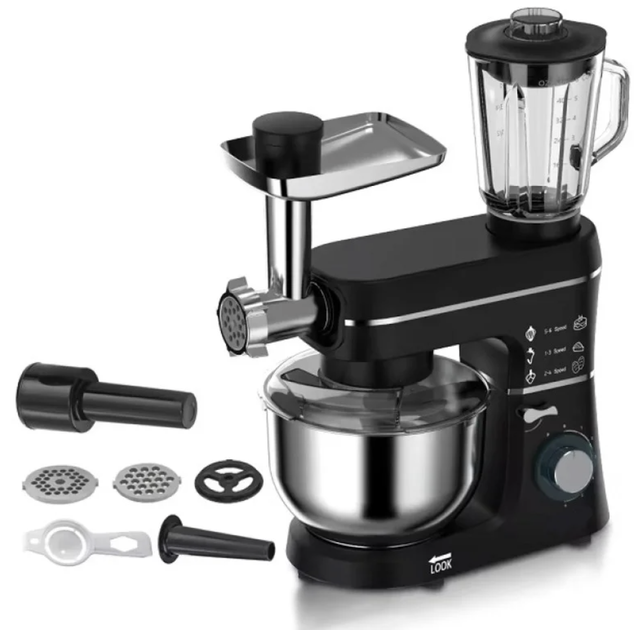 Кухонный комбайн Domotec 6676B 5 в 1 1400 Вт 10 л с мясорубкой блендером Тестомес с чашей из нержавеющей стали Планетарный миксер с венчиком - изображение 6