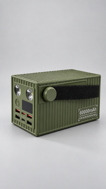 PowerBank REMAX RPP-609 Pro Expedition 60000 mAh 22.5W + PD 20W з LED-ліхтарями, оливковий - зображення 2