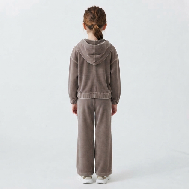 Детский велюровый спортивный костюм oversize с капюшоном 116 см капучино 080826 - изображение 2
