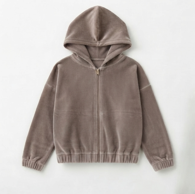 Детский велюровый спортивный костюм oversize с капюшоном 116 см капучино 080826 - изображение 5