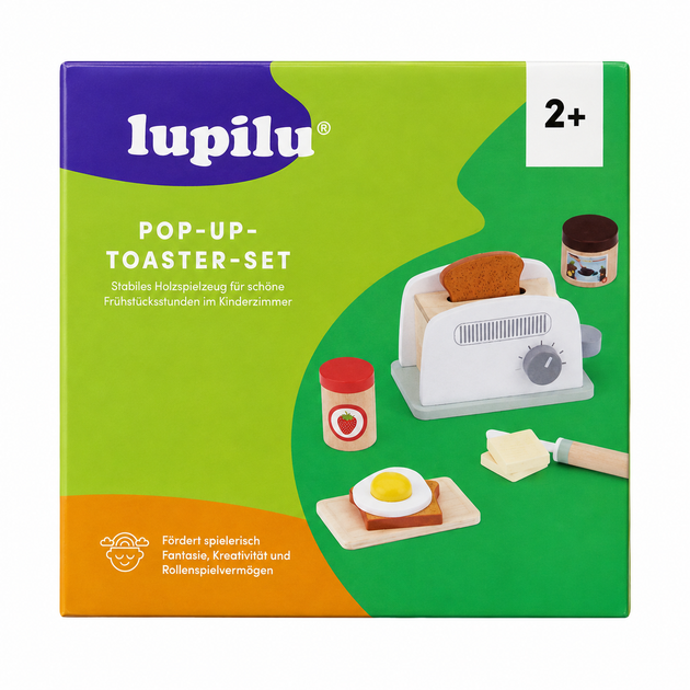 Детский деревянный игровой набор Lupilu Pop-Up Toaster Set - тостер, 12 предметов, от 2 лет - Фото 2 Детский деревянный игровой набор Lupilu Pop-Up Toaster Set - тостер, 12 предметов, от 2 лет - изображение 2
