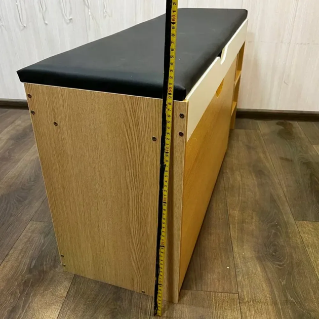Тумба-скамья для обуви VEN-1726 100×30×50 см с мягким сиденьем, обувная тумба с выдвижными полками и нишей - изображение 5