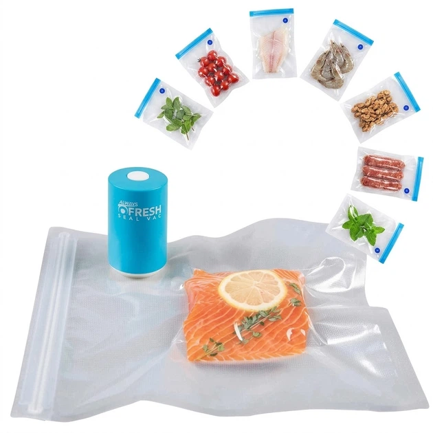 Беспроводной ручной вакууматор Always Fresh для еды и заморозки + 6 многоразовых пакетов - Фото 2 Беспроводной ручной вакууматор Always Fresh для еды и заморозки + 6 многоразовых пакетов - изображение 2