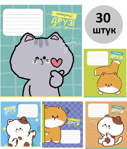 Тетрадь ученическая 12 листов коса с дополнительной линией "Школярик"/3780C/ "Best Friends" (набор 30 штук) - Фото 1 Тетрадь ученическая 12 листов коса с дополнительной линией "Школярик"/3780C/ "Best Friends" (набор 30 штук) - изображение 1