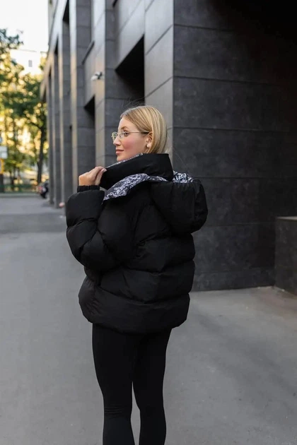 Зимняя женская двусторонний куртка UF-Fashion К-290 48 черный - изображение 8