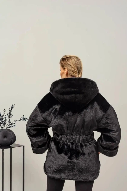 Екошуба зимова двостороння UF-Fashion N83V 44 чорний - Фото 4 Екошуба зимова двостороння UF-Fashion N83V 44 чорний - зображення 4