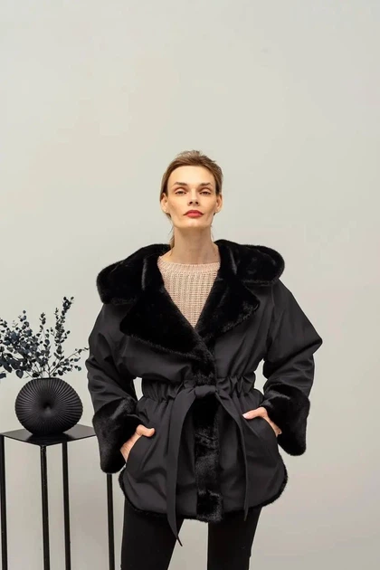 Екошуба зимова двостороння UF-Fashion N83V 44 чорний - Фото 6 Екошуба зимова двостороння UF-Fashion N83V 44 чорний - зображення 6