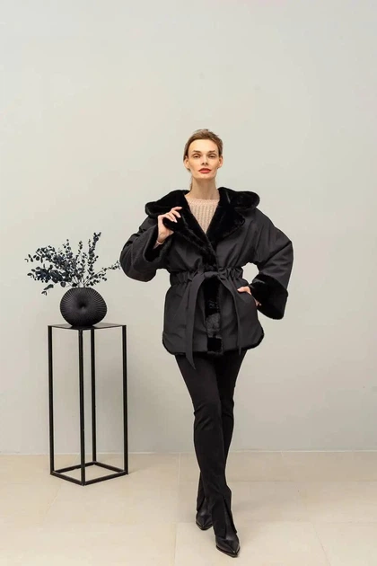 Екошуба зимова двостороння UF-Fashion N83V 44 чорний - Фото 8 Екошуба зимова двостороння UF-Fashion N83V 44 чорний - зображення 8