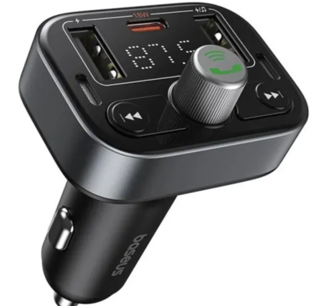 FM-модулятор Baseus S-09 Pro C10762200113-00 Bluetooth 5.3, PD 18W + QC, 2×USB + USB Type-C, Hands Free, черный - изображение 4