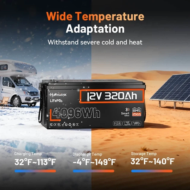 Аккумулятор Humsienk HS12V320AH250BT-UA LiFePO4 12 В 320 А·ч с Bluetooth - изображение 7
