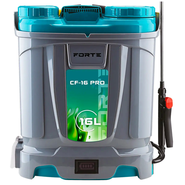Опрыскиватель аккумуляторный 16 л 12V 4 Bar для ухода за растениями серый Forte MC-10380 - Фото 2 Опрыскиватель аккумуляторный 16 л 12V 4 Bar для ухода за растениями серый Forte MC-10380 - изображение 2