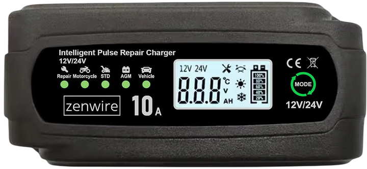 Prostownik automatyczny Zenwire ładowarka akumulatorów 12V 24V 10A z funkcją naprawy JMD-10  (5904507521844) - obraz 4