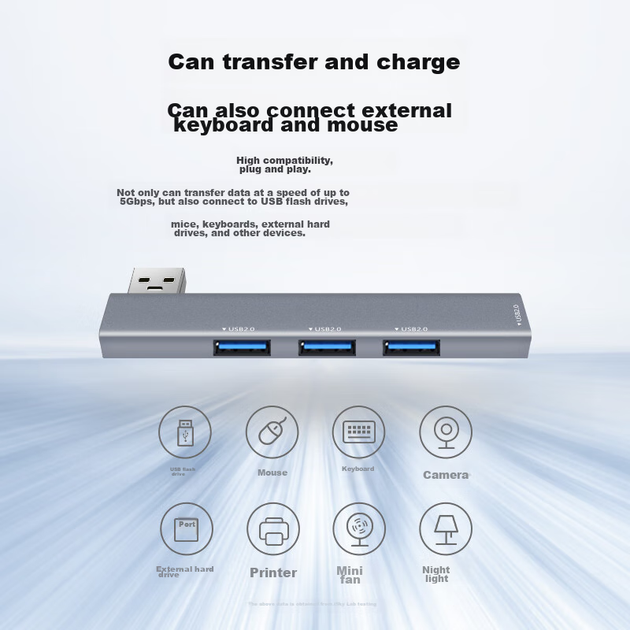USB-хаб Isky, док-станция расширения с клейкой основой с правой стороны, преобразователь USB в USB 3.0, док-станция расширения для ноутбука, разветвитель HUB на четыре входа. - изображение 6