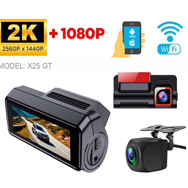 Автомобільний відеореєстратор Terra HD-X25 GT 2K+1080P, Wi-Fi, 2 камери - зображення 3