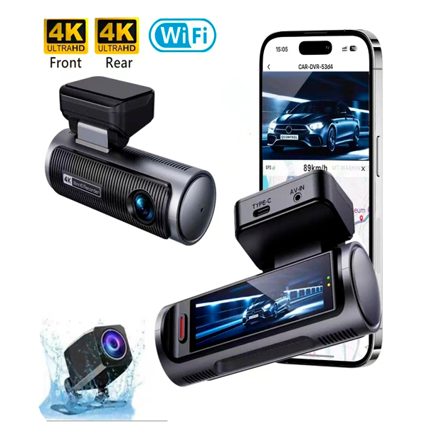 Автомобільний відеореєстратор Terra HD-319 4K+4K, Wi-Fi, 2 камери - зображення 4