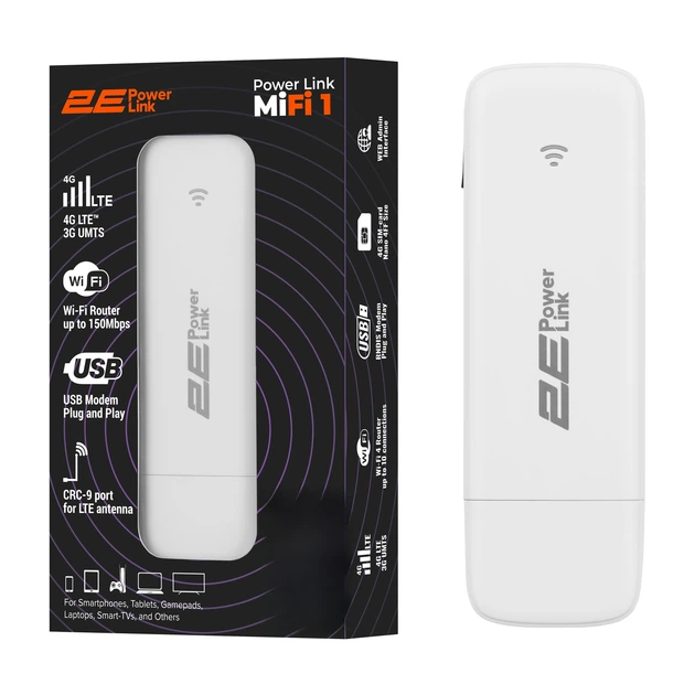 Маршрутизатор 2E PowerLink MiFi 1 Wi-Fi 2.4 ГГц USB nanoSIM Белый (PowerLink MiFi 1) - Фото 5 Маршрутизатор 2E PowerLink MiFi 1 Wi-Fi 2.4 ГГц USB nanoSIM Белый (PowerLink MiFi 1) - изображение 5