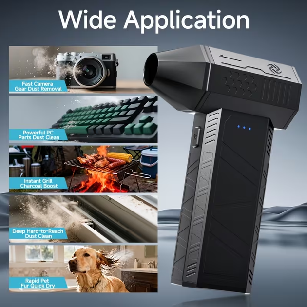 Акумуляторний турбовентилятор-повітродувка X3mini-PRO 150 000 RPM (2×2500 mAh) — Портативний акумуляторний турбовентилятор для чищення ПК, авто та сушіння - Фото 6 Акумуляторний турбовентилятор-повітродувка X3mini-PRO 150 000 RPM (2×2500 mAh) — Портативний акумуляторний турбовентилятор для чищення ПК, авто та сушіння - зображення 6