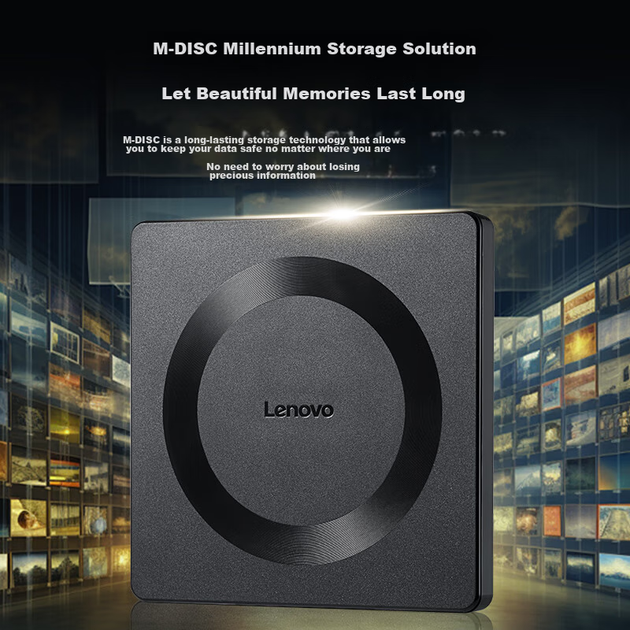 Зовнішній оптичний привід Lenovo 8x Speed USB, зовнішній DVD-привід для мобільних пристроїв, портативний зовнішній оптичний привід для ноутбуків та настільних комп'ютерів, драйвери не потрібні, GP70Pro - зображення 5