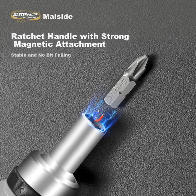Набор отвёрток MASTERPROOF из 55 предметов с храповым механизмом, большими и маленькими насадками и торцевыми ключами для домашнего использования. - изображение 6