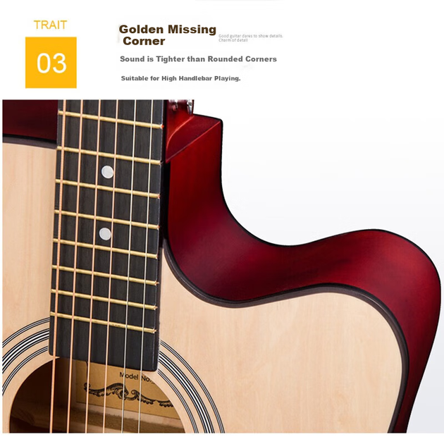 Акустическая гитара Maner Musical Instruments 38 дюймов, для начинающих, в стиле фолк, вестерн, струнный инструмент с полным набором аксессуаров, цвет натурального дерева. - изображение 8