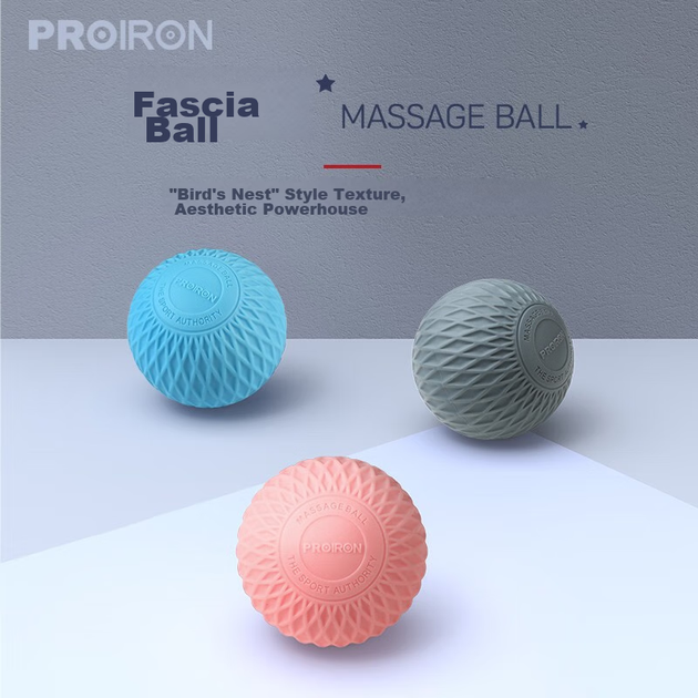Фосфатный мяч PROIRON Puli'ai для массажа стоп, спины, плеч и шеи, расслабления мышц свода стопы, шейный фасциальный мяч, узор «птичье гнездо», розовый. - изображение 5