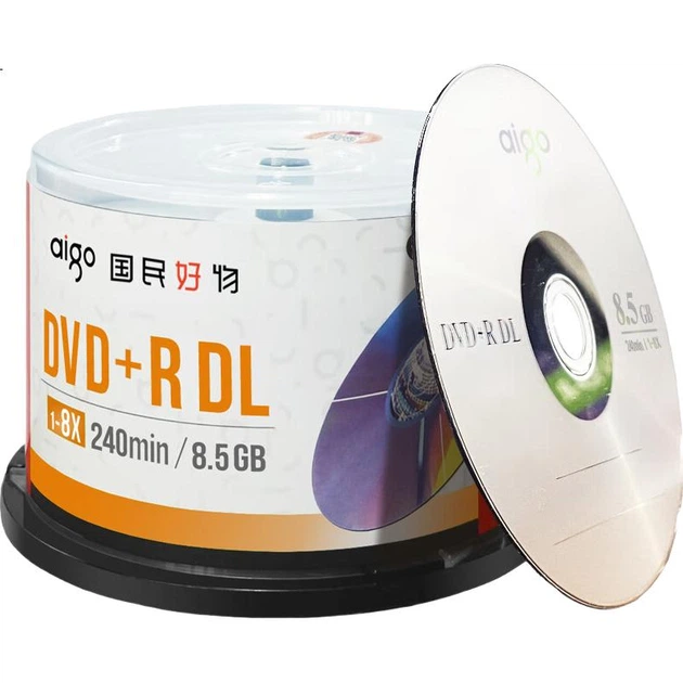 Чистий/записувальний диск Aigo DVD+R DL, швидкість 8,5 ГБ, тайванське виробництво, упаковка 50 шт. - зображення 3